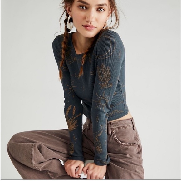 Daydreamer Western Long Sleeve NWT Thermal Crop - Picture 1 of 16